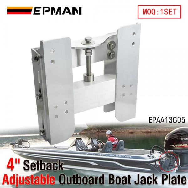 EPMAN 4" Adjustable Set Back Jack Plate Outboard Motor Jack For Boat Steering System Aluminum EPAA13G05