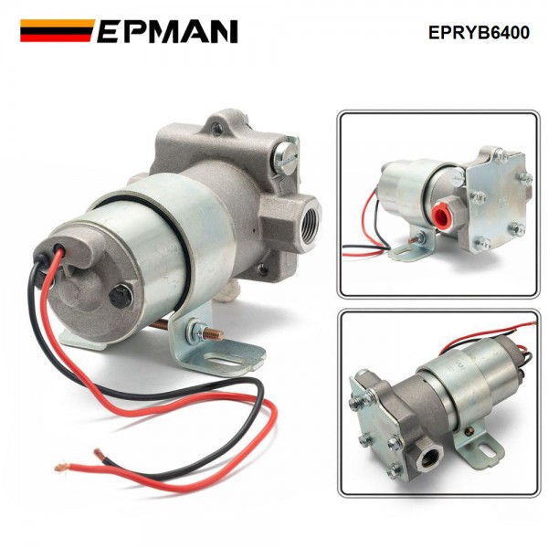 EPMAN 110 GPH Electric Fuel Pump With Regulator Street Strip Carbureted Applications 14 PSI Universal Fits 3/8" NPT Ports EPRYB6400AD