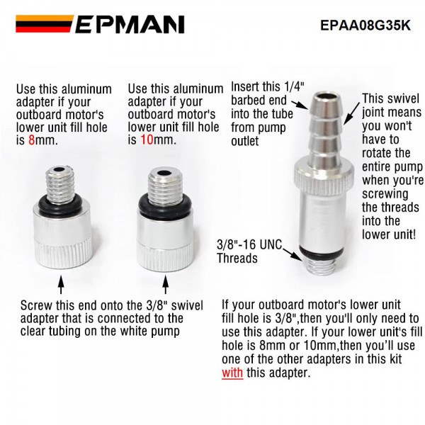 EPMAN Lower Unit Gear Oil Pump: Transmission Fluid Transfer Extractor Kit Marine Boat Engine Motor Automotive Car Change Can Bottle Filler Differential Lube Liquid Suction Filling Siphon Manual Hand Tool EPAA08G35K