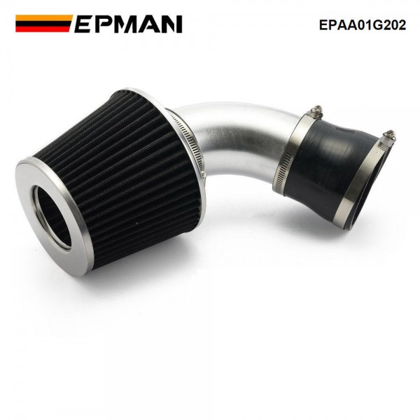 EPMAN Cold Air Intake Pipe, 76mm 3 Inch Universal Car Cold Air Intake Turbo Filter Aluminum Induction Flow Hose Pipe Kit EPAA01G202