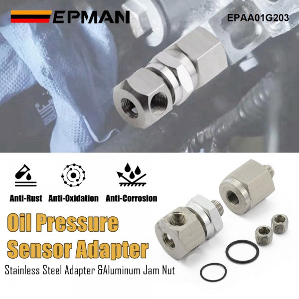 EPMAN Oil Pressure Sending Unit Relocation Adapter With Dual 1/8" NPT Ports EPAA01G203