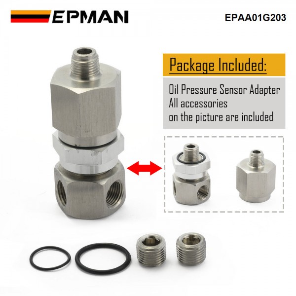 EPMAN Oil Pressure Sending Unit Relocation Adapter With Dual 1/8" NPT Ports EPAA01G203