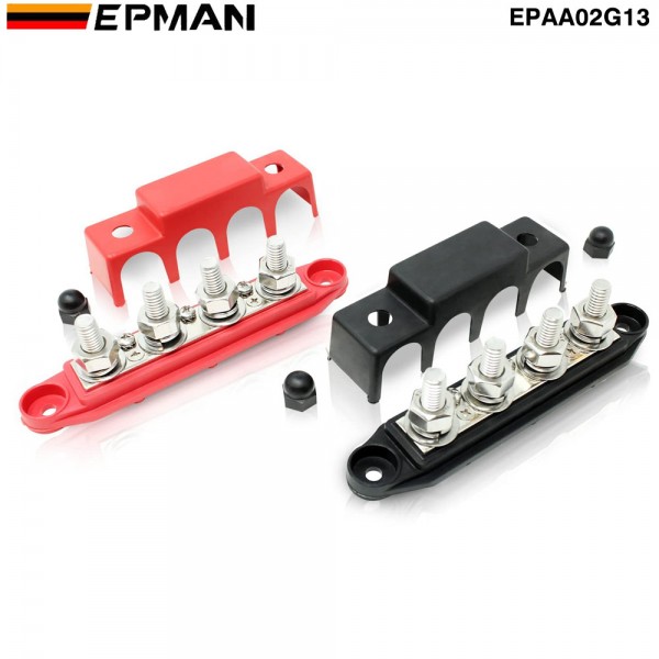 EPMAN 2PCS/SET 4 Stud Bus BAR Power Distribution Block For Marine Battery Terminals 12V Power and Ground Distribution Blocks Terminal Block for Battery Terminals BusBar EPAA02G13