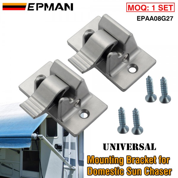 EPMAN 2PCS/SET Mounting Bracket for Domestic Sun Chaser Bottom Bracket Assembly Awning Arm Replacement for RV Camper Trailer EPAA08G27