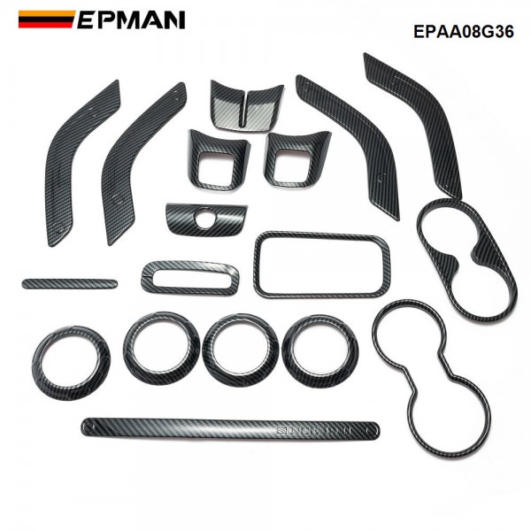 EPMAN 30SETS/CARTON 18 PCS Full Set Interior Decoration Trim Kit,Interior Door Handle Cover Trim,Copilot Handle Cover Trim,Air Conditioning Vent Cover Trim For Jeep Wrangler JK JKU 2011-2018 EPAA08G36-30T