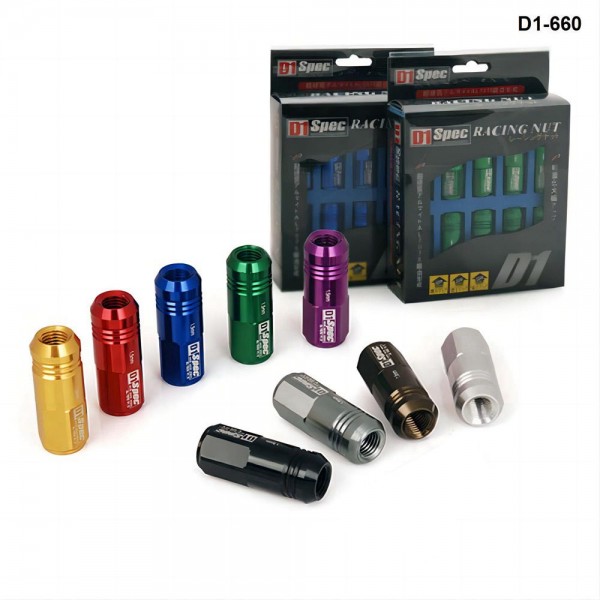 D1 SPEC Billet Aluminium Light Weight Wheel Racing Lug Nuts M12X1.25 / M12X1.5 (20PCS/Set) Universal For Most Cars TK-D1-660