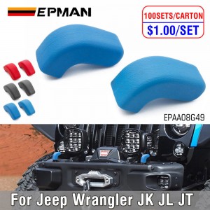 EPMAN 100SETS/CARTON Trailer Hook Protective Cover Tow Hook Covers For Jeep Wrangler JK JL JT 07-23 Front Bumper Trailer Hook Cover, Trailer Buffer Block EPAA08G49-100T