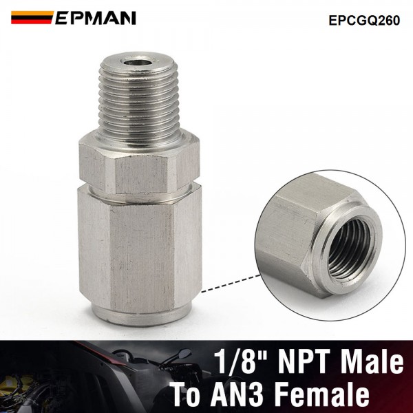 EPMAN Tube Adapter Flare Fitting AN-3 (3AN) Female To 1/8" NPT Male Stainless Steel Oil Tube And Oil Cooling Adapter EPCGQ260