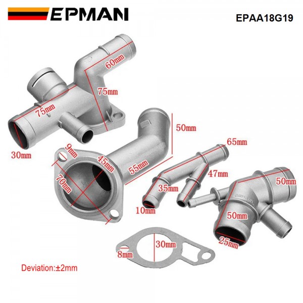 EPMAN Flange Engine Cooling Kit With Accessory Connection Connector Upgrade Kits 06A121132A For VW MK4 Golf Jetta GLI GTI TT EPAA18G19