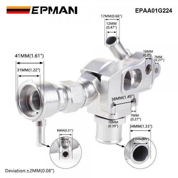 EPMAN K Series Aluminum Upper Coolant Housing Built In Filler Hose For Honda Acura Rsx Si K20 K24A1 EPAA01G224