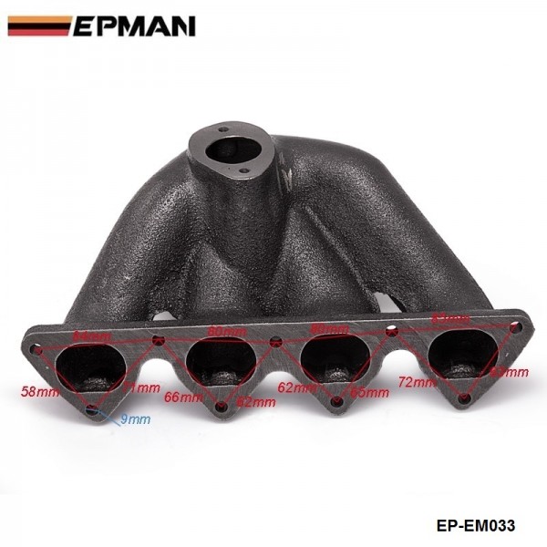 EPMAN Top Mount T3 Turbo Manifold Exhaust Header For B-Series 88-00 Civic 94-01 Integra TK-EM033