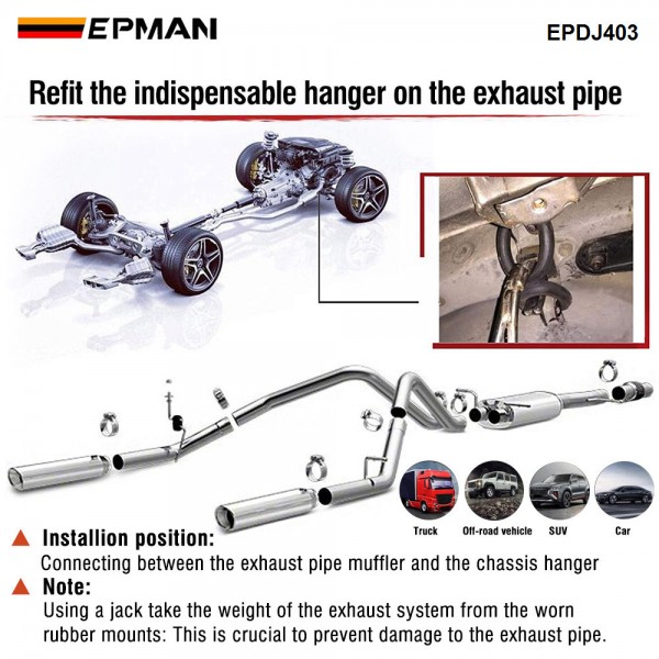 EPMAN 2PCS 60mm O Ring Car Exhaust Hanger Black Noise Reduction Long Lasting Exhaust Hanger O Ring For Vehicles EPDJ403