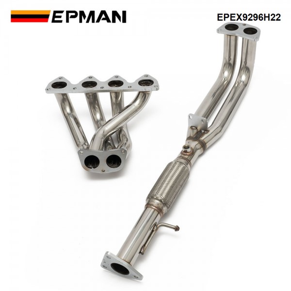 EPMAN For Honda Prelude H22 H-Series 92-96 Swap 4-2-1Tri-Y Exhaust Header + Flex Piping EPEX9296H22