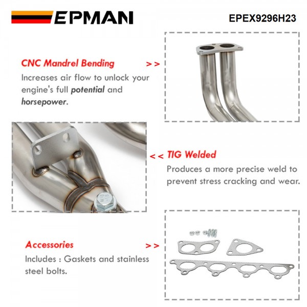 EPMAN For Honda Prelude I4 H23 VTEC 1992-1996 Stainless Steel Exhaust Header EPEX9296H23 