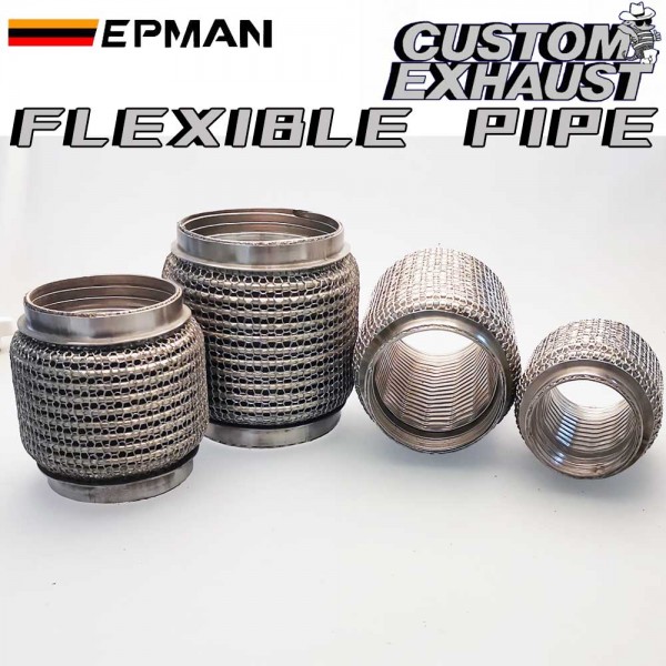 EPMAN Car Exhaust Flexible Pipe Exhaust Flex Connector Pipes Bellows Universal for Car Durable Stainless Steel 201/304