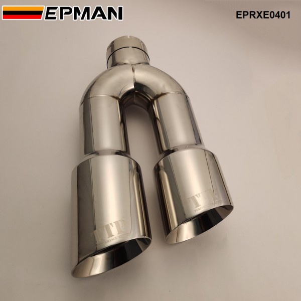 EPMAN Universal Auto Performance Exhaust Pipe Long Double Beveled Stainless Steel Exhaust Silencer Muffler Cutter for X1 E90 E91 E92 E93