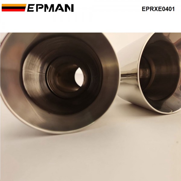 EPMAN Universal Auto Performance Exhaust Pipe Long Double Beveled Stainless Steel Exhaust Silencer Muffler Cutter for X1 E90 E91 E92 E93