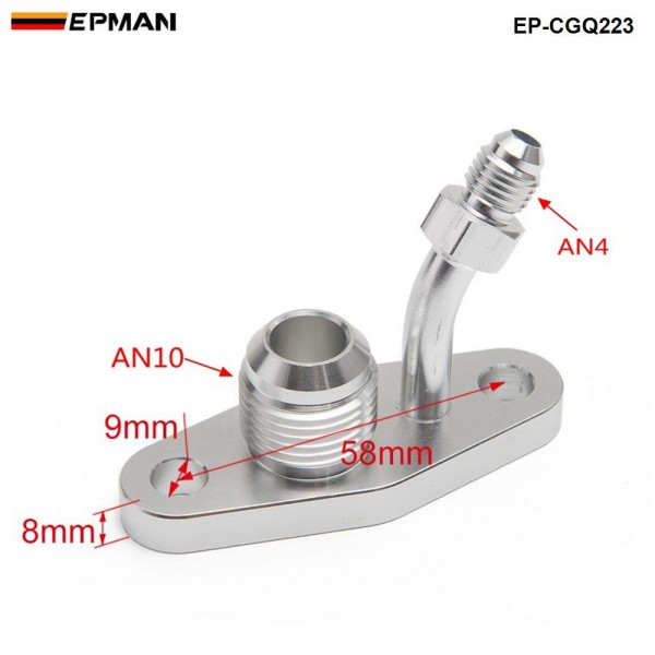 EPMAN -Turbo Oil Feed & Drain Flange For TOYOTA CT20 CT26 4AN 10AN (M8 x 1.25mm) EP-CGQ223