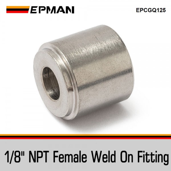 EPMAN 1/8" NPT Female Coupling Bung Stainless Steel Weld On Fitting For Turbo Oil Feed / Sensor Round EPCGQ125