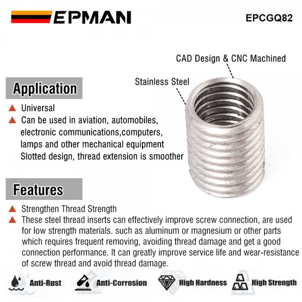 EPMAN Fitting Reducer Metric M10X1.25 Male to M8X1.25 Female Stainless Steel 304 Thread Adapter Bushing EPCGQ82