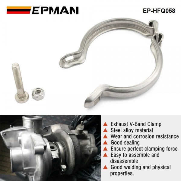 EPMAN Exhaust V Clamp, Turbine V-Clamp 58mm Replacement For TD02, TD025, TD03 Turbocharger Car Accessories EP-HFQ058