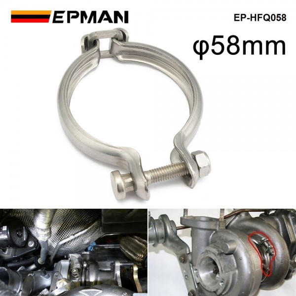 EPMAN Exhaust V Clamp, Turbine V-Clamp 58mm Replacement For TD02, TD025, TD03 Turbocharger Car Accessories EP-HFQ058