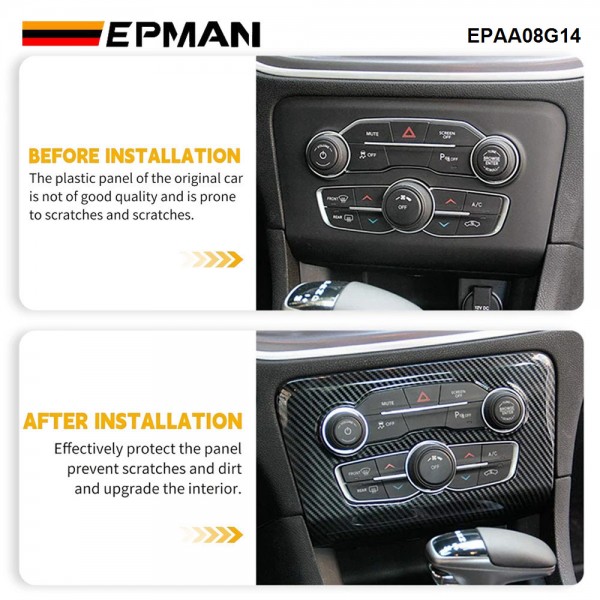 EPMAN 30SETS/CARTON Carbon Fiber Central Control Air Conditioning A/C Panel Cover Tirm For Dodge Charger 2015+ EPAA08G14-30T