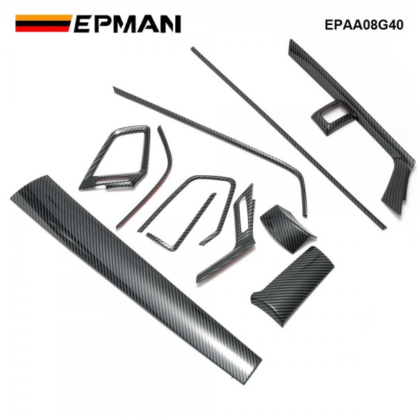 EPMAN 10SETS/CARTON 11PCS For Honda Civic Seden 2016 2017 2018 2019 2020 Carbon Fiber Car Console Center Dashboard Cover Trim Decorative Stickers EPAA08G40-10T