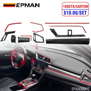 EPMAN 10SETS/CARTON 11PCS For Honda Civic Seden 2016 2017 2018 2019 2020 Carbon Fiber Car Console Center Dashboard Cover Trim Decorative Stickers EPAA08G40-10T
