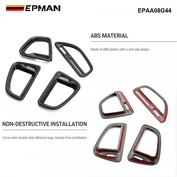 EPMAN 50SETS/CARTON 4PCS For Challenger Center Console Air Condition Outlet Vent Trim Accessories For Dodge Challenger 2015 up EPAA08G44-50T