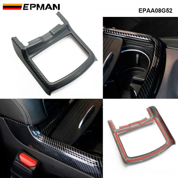 EPMAN 10SETS/CARTON Carbon Fiber Cup Holder Cover Trim Decor Sticker For Dodge Charger / Chrysler 300 2015-2023 EPAA08G52-10T