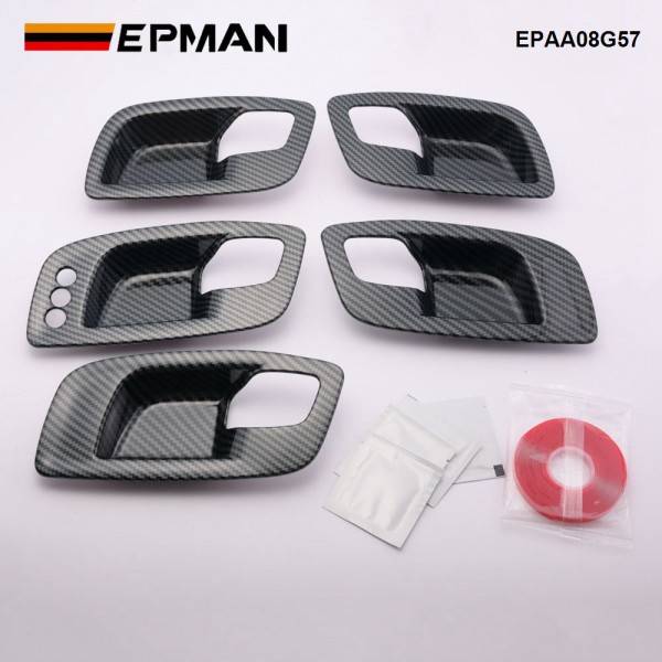 EPMAN 30SETS/CARTON 5PCS/SET Carbon Fiber Inner Door Handle Bowl Cover Trim For Dodge Charger 2011-2023/ Chrysler 300 2015-2023 EPAA08G57-30T