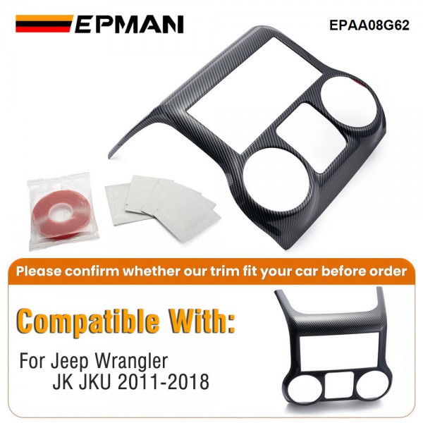 EPMAN 4SETS/CARTON Car Center Console Dashboard Control Panel Cover Trim For Jeep Wrangler JK 2011-2018 Inner Accessories EPAA08G62-4T