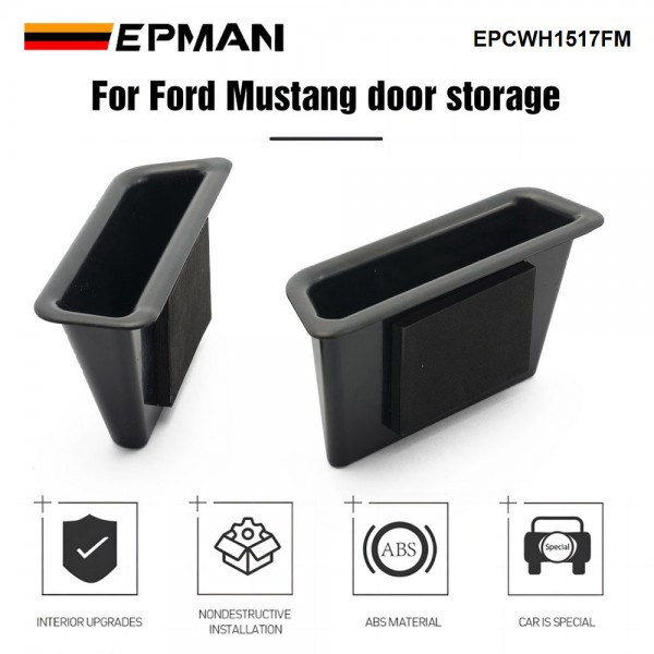 EPMAN 50SETS/CARTON Inner Side Door Handle Storage Box Cover Accessories For Ford Mustang 2015+ EPCWH1517FM-50T