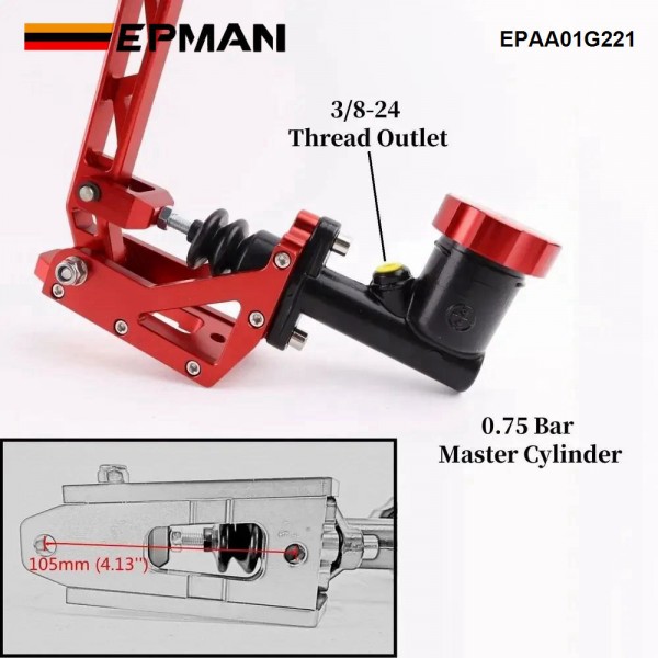 EPMAN Car Handbrake Racing Hydraulic Handbrake Long Level Gear Kit Black Red Silver Racing Car Aluminum Drift Hydro E-Brake EPAA01G221