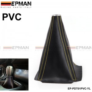 EPMAN JDM Universal Black PVC Grain Shifter Knob Boot Cover Red Yellow blue Stitching EP-PDT01PVC