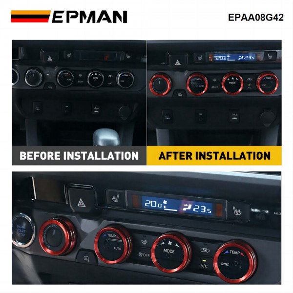 EPMAN 100SETS/CARTON Air Conditioner AC Switch Audio CD Button Knob Cover Trim Compatible With Toyota Tacoma 2016 2017 2018 2019 2020 2021 2022 EPAA08G42-100T