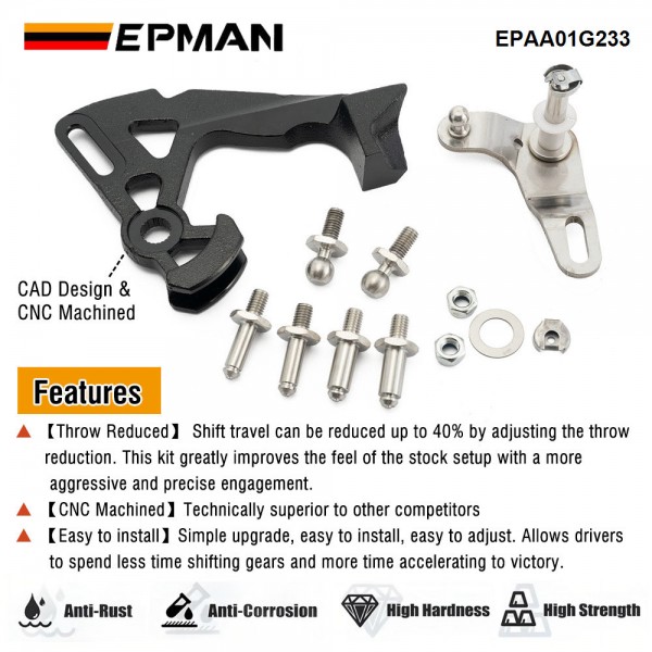 EPMAN Adjustable Quick Change Shifter Short Shifter Arm For Audi TT MK4 MK5 MK6 MK7 A3 1.8T VW EOS Passat 6 Speed EPAA01G233