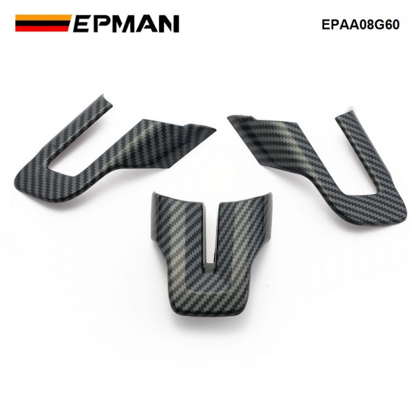 EPMAN 100SETS/CARTON Carbon Fiber Steering Wheel Decoration Interior Trim Kit Accessories For Ford Mustang 2015-2022 EPAA08G60-100T