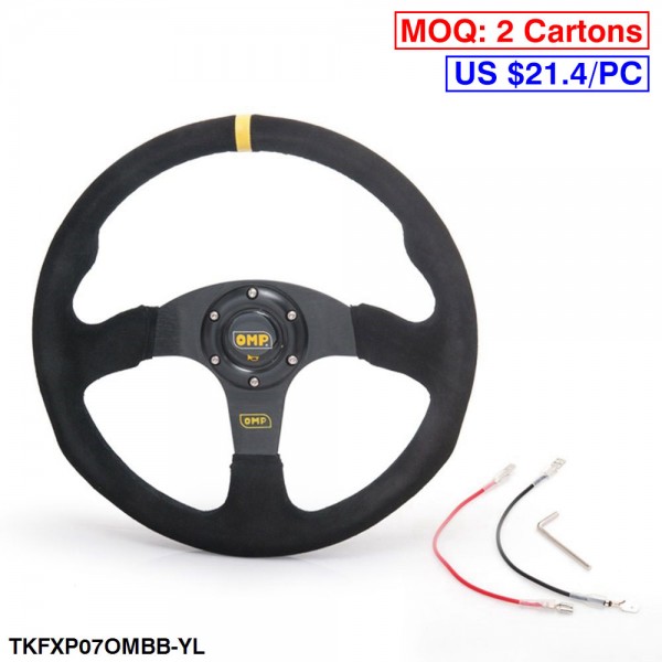 10PCS/Carton OMP 14inch Steering Wheel Suede leather 350mm Steering Wheel TKFXP07OMBB-YL