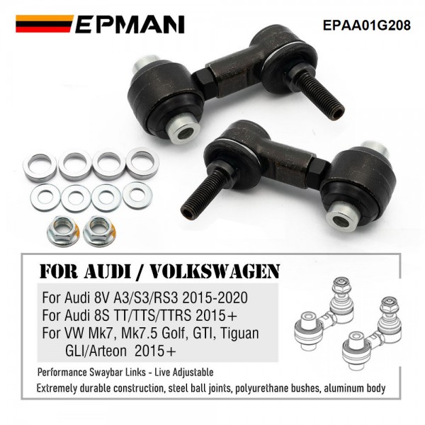 EPMAN Adjustable Rear Sway Bar End Links For VW/Audi Mk7 Golf / GTI / Golf R / Passat / 8P/V A3 / S3 / TT / TT-S EPAA01G208