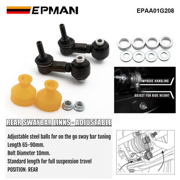 EPMAN Adjustable Rear Sway Bar End Links For VW/Audi Mk7 Golf / GTI / Golf R / Passat / 8P/V A3 / S3 / TT / TT-S EPAA01G208